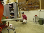 Jordan Heim loading floorboards.