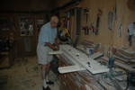Phil Conlon is building the base for the detector in his wood shop.