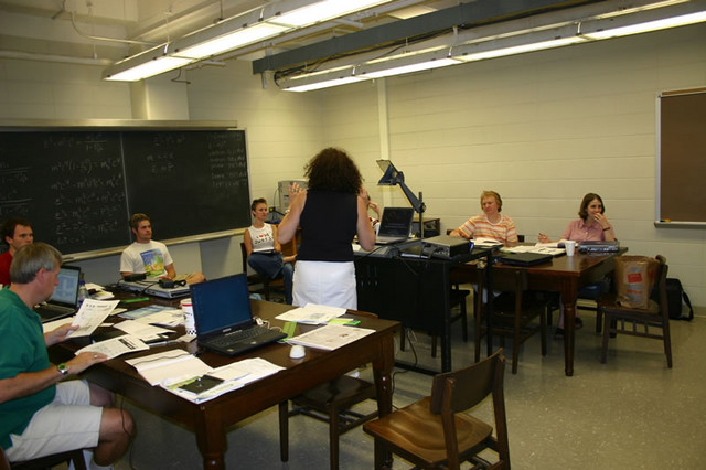 Professor Daniela Bortoletto presents a session to high school teachers during Summer 2006 Institute.