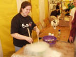 Elizabeth is mixing up a batch of liquid nitrogen ice cream.