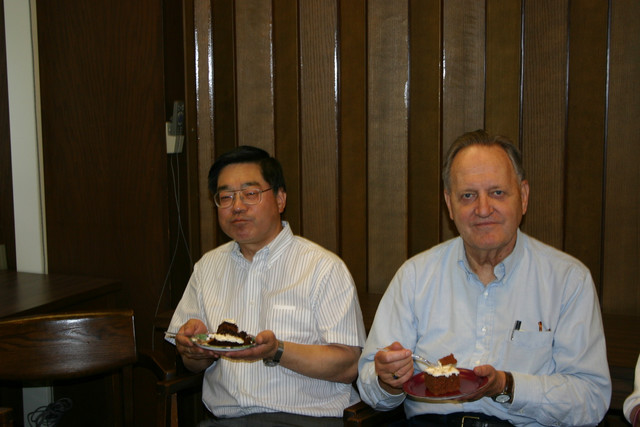 Slow down, Ed... there's plenty of
time for eating cake now that you're
retired...
