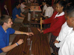 Where is the center of gravity for a hammer?