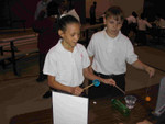 You can see the waves made by a vibrating tuning fork.