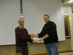 Prof. Hirsch presents the Mandler-Akeley Award to John Millis