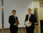 Aaron Copeland presented to Matthew Kay - 2K Corporation Industial Fellow