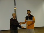 Prof. Hirsch presenting Tautfest Award to Amitava Roy (Bortoletto)