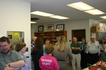 Surrounded by well-wishers---and free cake...
