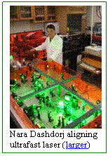 Text Box:  
Nara Dashdorj aligning ultrafast laser (larger)
