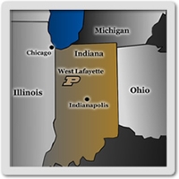 Purdue's location in Indiana