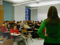 Students watching a presentation