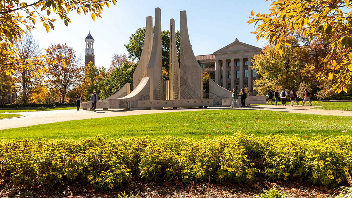 Engineering fountain in the spring