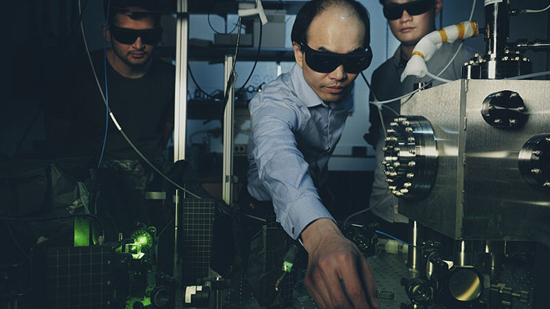 Professor Tongcang Li in his lab.