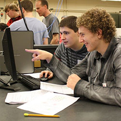 Students learning in front of computer