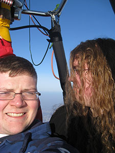 Two students in a hot air balloon