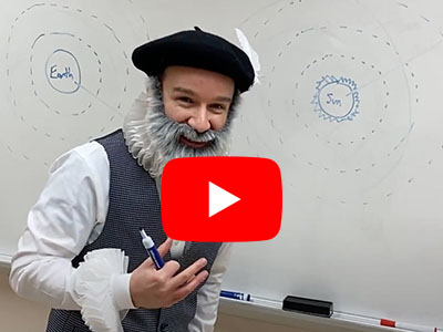 Professor Danny Milisavljevic teaching as Professor Kepler, link to YouTube video.