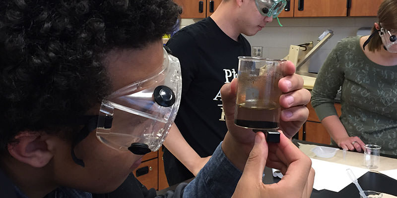 Students fabricating nanoscale magnets