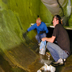 Ken Mueller and Brad Alexander removing the paint from the walls of the tank.