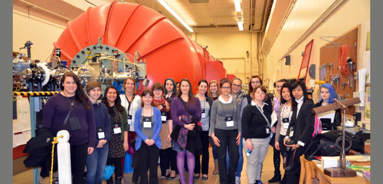 Visitors touring the lab