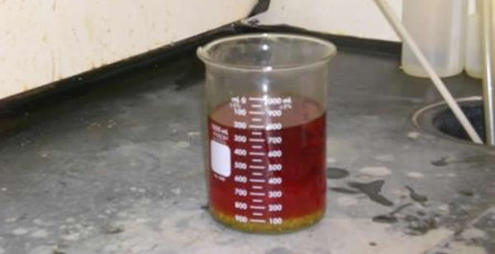 The sample before rinsing