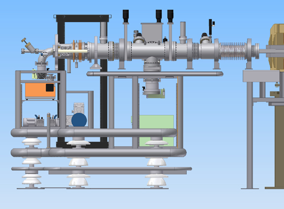 AMS injector beamline shown mounted on high voltage deck